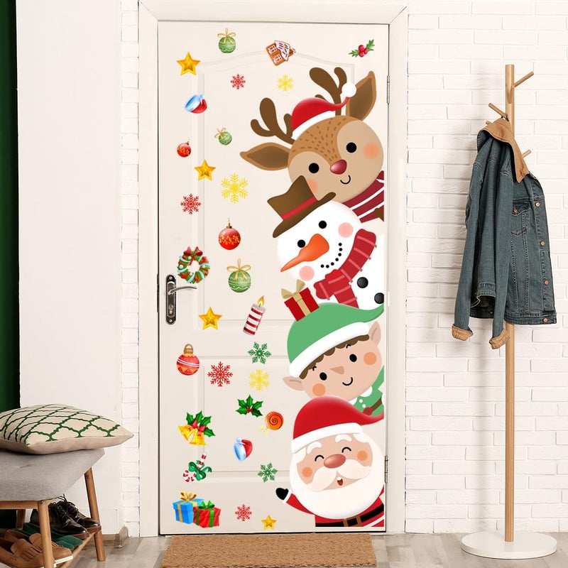 Demonwer 44.9 x 15.8 Inch Christmas Door Sticker - Cute Santa, Elk, Elf, Snowman Decor for Festival, Nursery, Playroom, Bedroom, Classroom, Kindergarten - Image 5
